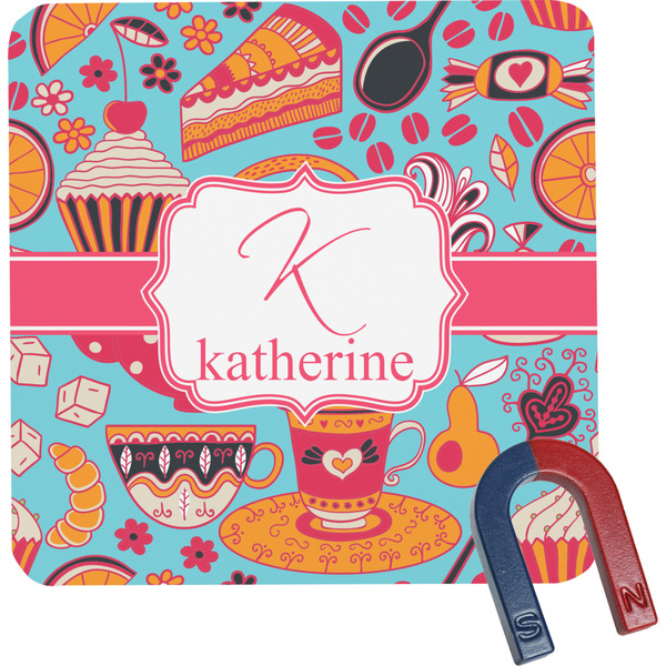 Custom Dessert & Coffee Square Fridge Magnet (Personalized)