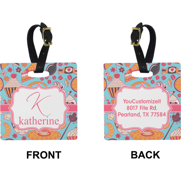 Dessert & Coffee Square Luggage Tag (Front + Back)