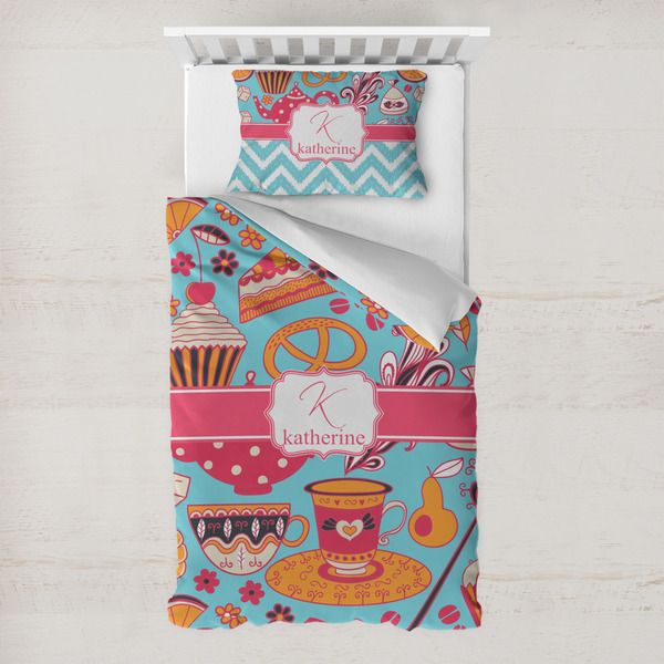 Custom Dessert & Coffee Toddler Bedding w/ Name and Initial