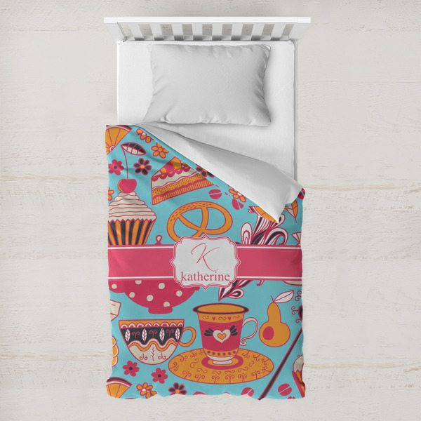 Custom Dessert & Coffee Toddler Duvet Cover w/ Name and Initial