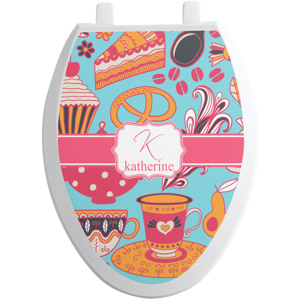 Custom Dessert & Coffee Toilet Seat Decal - Elongated (Personalized)