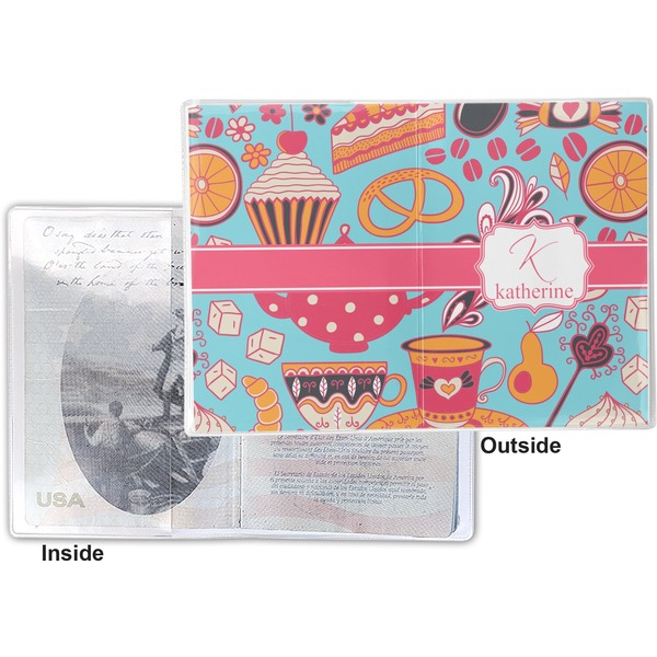 Dessert & Coffee Vinyl Passport Holder - Flat Front and Back