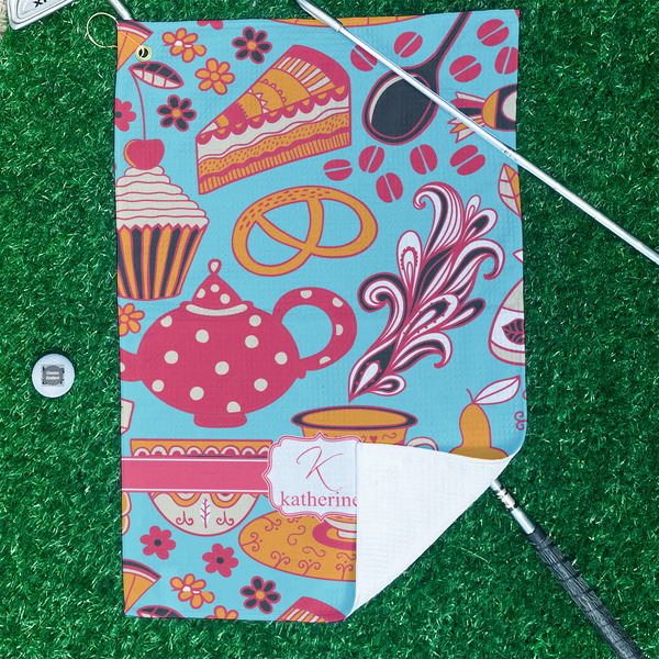 Dessert & Coffee Waffle Weave Golf Towel - In Context