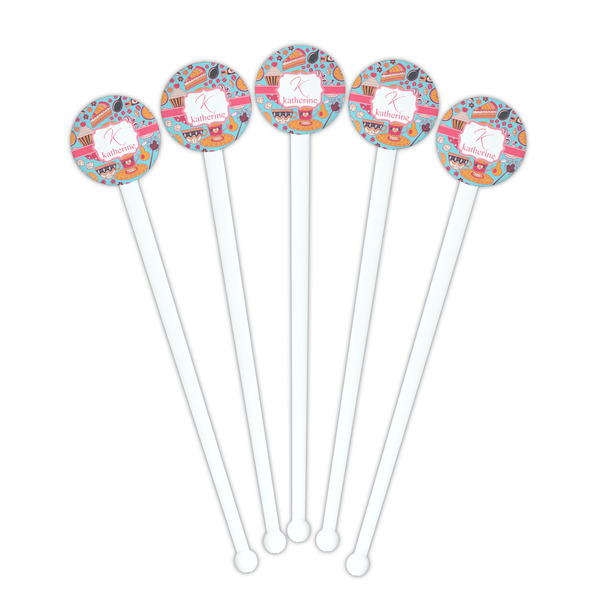 Dessert & Coffee White Plastic 7" Stir Stick - Round - Fan View