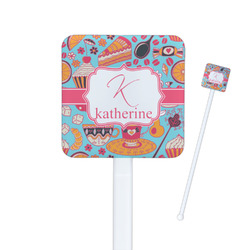 Dessert & Coffee Square Plastic Stir Sticks - Double Sided (Personalized)