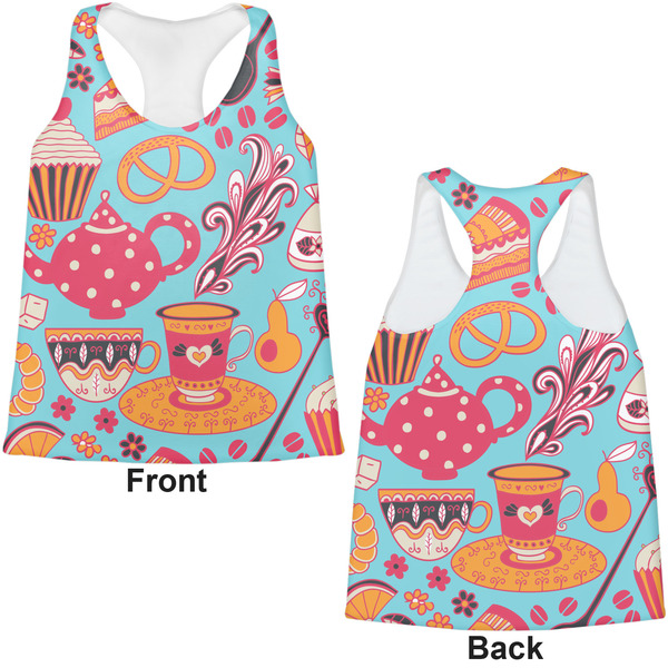 Dessert & Coffee Womens Racerback Tank Tops - Medium - Front and Back