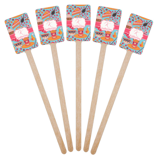 Dessert & Coffee Wooden 6.25" Stir Stick - Rectangular - Fan View