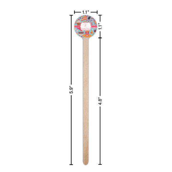 Dessert & Coffee Wooden 6" Stir Stick - Round - Dimensions