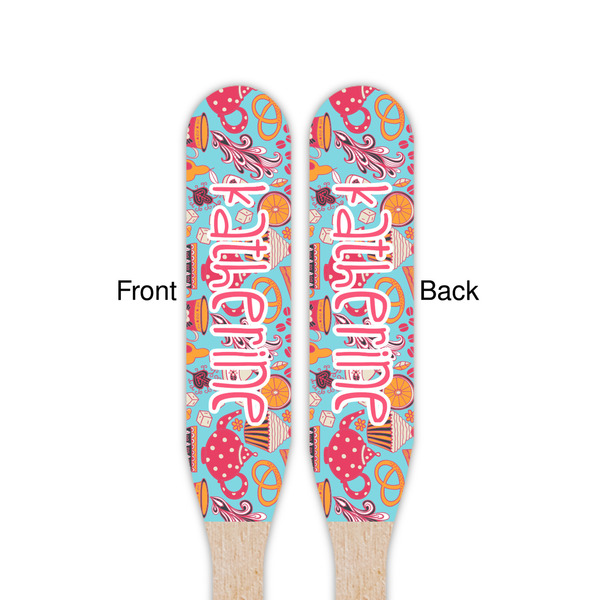 Dessert & Coffee Wooden Food Pick - Paddle - Double Sided - Front & Back