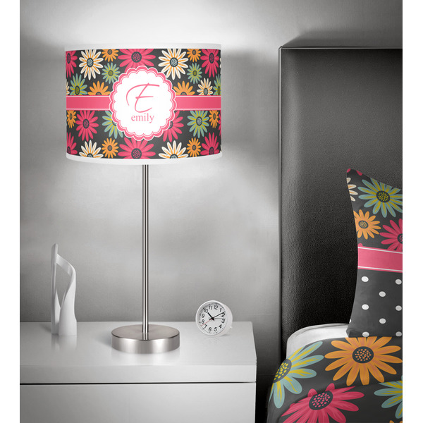Daisies 13 inch drum lamp shade - in room