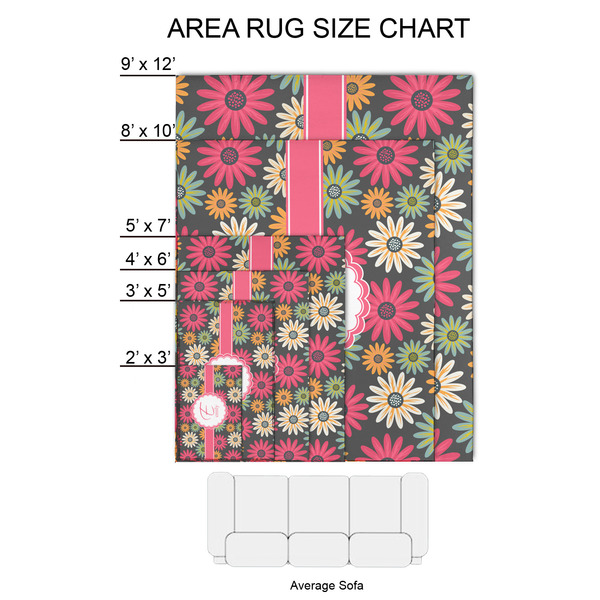 Daisies 2'x3' Indoor Area Rugs - Size Chart