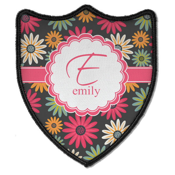 Custom Daisies Iron On Shield Patch B w/ Name and Initial