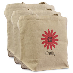 Daisies Reusable Cotton Grocery Bags - Set of 3 (Personalized)