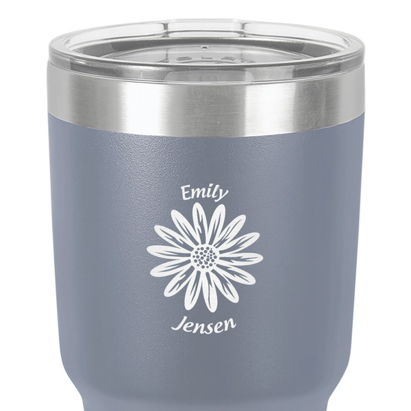 Daisies 30 oz Stainless Steel Ringneck Tumbler - Grey - Close Up