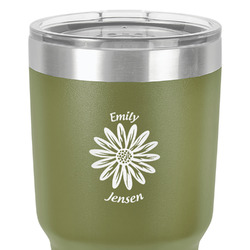Daisies 30 oz Stainless Steel Tumbler - Olive - Single-Sided (Personalized)
