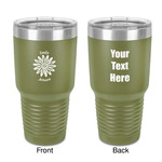 Daisies 30 oz Stainless Steel Tumbler - Olive - Double-Sided (Personalized)