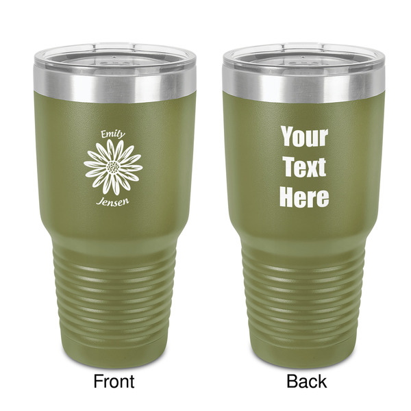 Custom Daisies 30 oz Stainless Steel Tumbler - Olive - Double-Sided (Personalized)