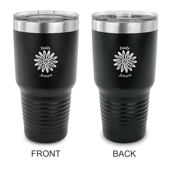 Custom Daisies 30 oz Stainless Steel Tumbler - Black - Double Sided (Personalized)