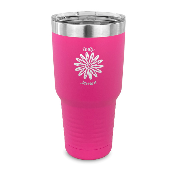 Custom Daisies 30 oz Stainless Steel Tumbler - Pink - Single Sided (Personalized)