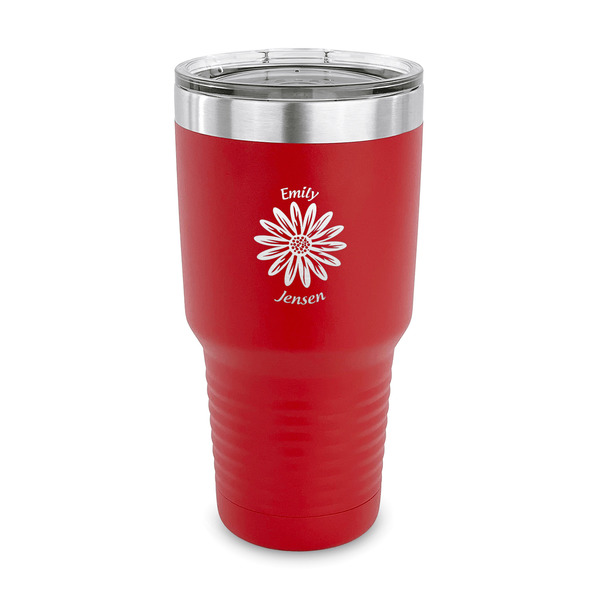 Custom Daisies 30 oz Stainless Steel Tumbler - Red - Single Sided (Personalized)
