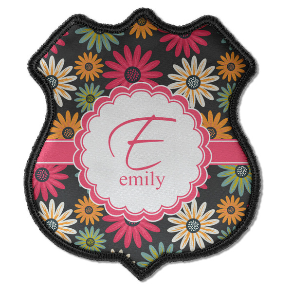 Custom Daisies Iron On Shield Patch C w/ Name and Initial