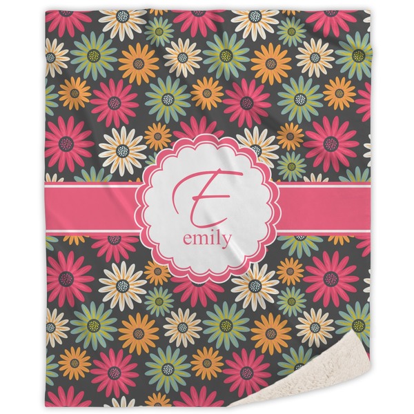 Custom Daisies Sherpa Throw Blanket - 60"x80" (Personalized)