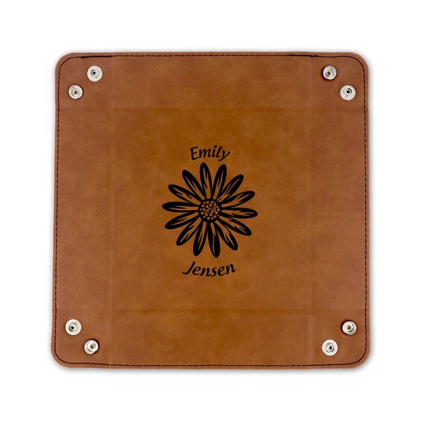 Daisies 6" x 6" Leatherette Snap Up Tray - FLAT FRONT