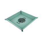 Daisies 6" x 6" Teal Faux Leather Valet Tray (Personalized)