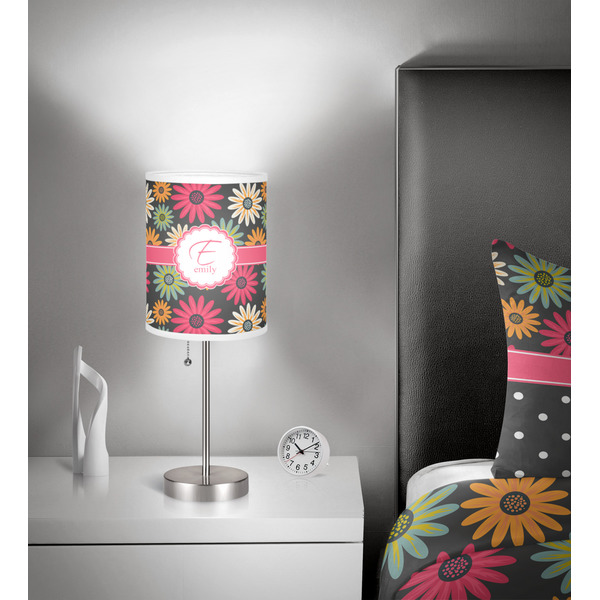 Daisies 7 inch drum lamp shade - in room