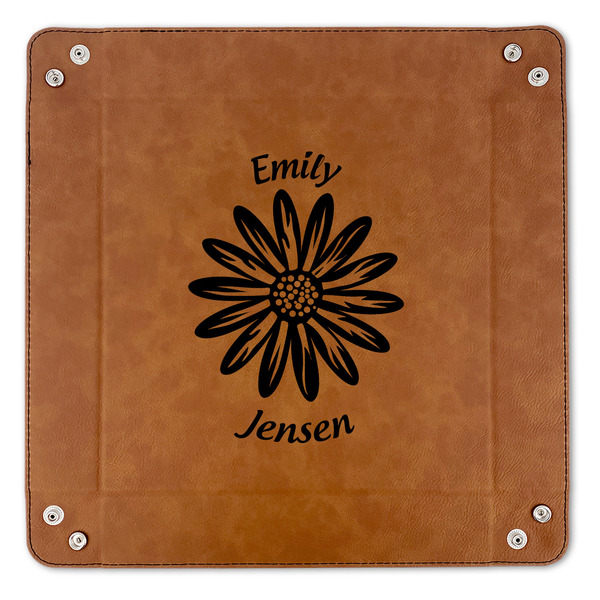 Daisies 9" x 9" Leatherette Snap Up Tray - APPROVAL (FLAT)