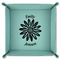 Daisies 9" x 9" Teal Leatherette Snap Up Tray - FOLDED
