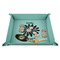 Daisies 9" x 9" Teal Leatherette Snap Up Tray - STYLED