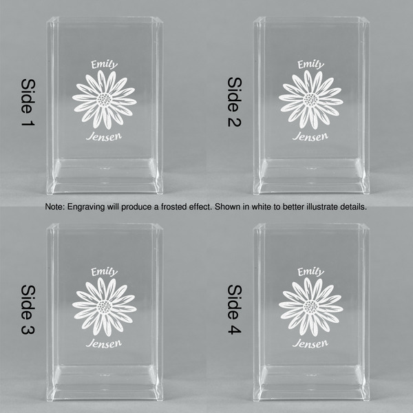 Daisies Acrylic Pen Holder - All Sides