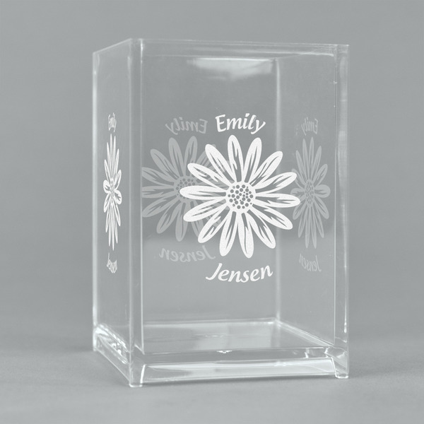 Custom Daisies Acrylic Pen Holder (Personalized)