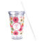Daisies Acrylic Tumbler - Full Print - Front straw out