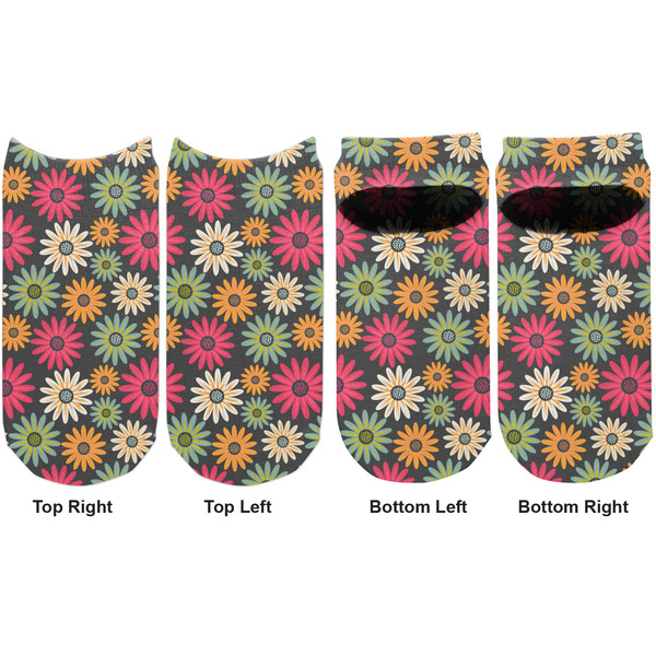 Daisies Adult Ankle Socks - Double Pair - Front and Back - Apvl