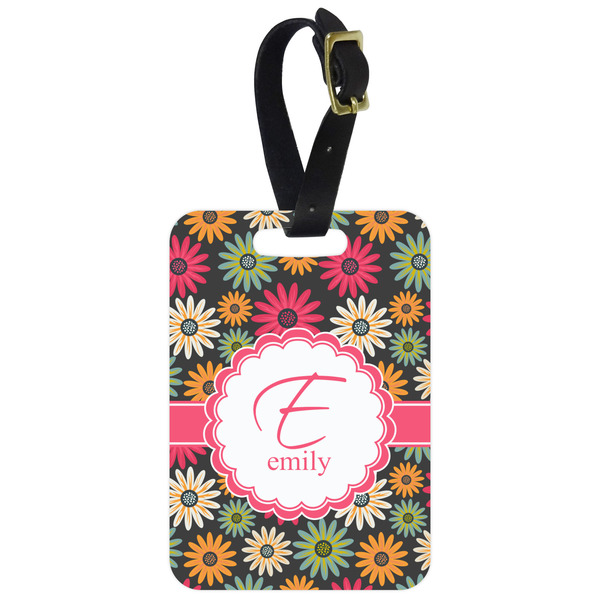 Custom Daisies Metal Luggage Tag w/ Name and Initial