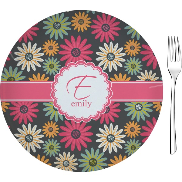 Custom Daisies 8" Glass Appetizer / Dessert Plates - Single or Set (Personalized)