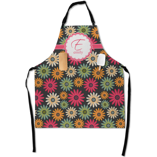 Custom Daisies Apron With Pockets w/ Name and Initial