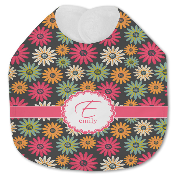 Custom Daisies Jersey Knit Baby Bib w/ Name and Initial