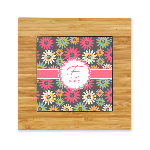 Custom Daisies Bamboo Trivet with Ceramic Tile Insert (Personalized)