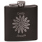 Daisies Black Flask - Engraved Front