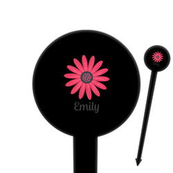 Daisies 6" Round Plastic Food Picks - Black - Single Sided (Personalized)