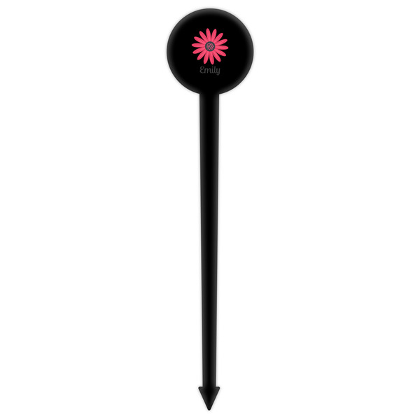 Daisies Black Plastic 6" Food Pick - Round - Single Pick