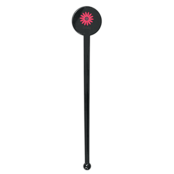 Daisies Black Plastic 7" Stir Stick - Round - Single Stick