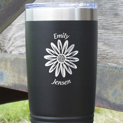 Daisies 20 oz Stainless Steel Tumbler - Black - Double Sided (Personalized)