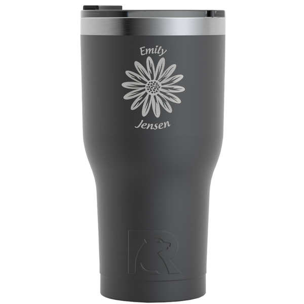 Custom Daisies RTIC Tumbler - Black - Engraved Front (Personalized)