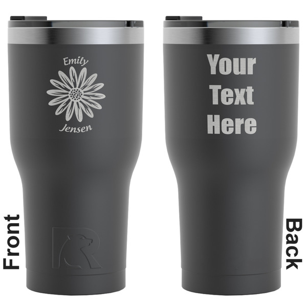 Custom Daisies RTIC Tumbler - Black - Engraved Front & Back (Personalized)