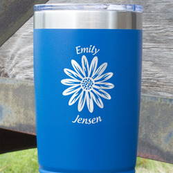 Daisies 20 oz Stainless Steel Tumbler - Royal Blue - Single Sided (Personalized)