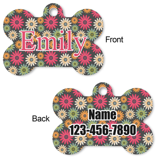 Daisies Bone Shaped Dog ID Tag - Large - Approval